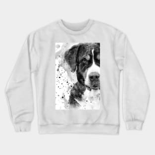 Black and White Half Faced Bernese Mountain Dog Portrait Crewneck Sweatshirt